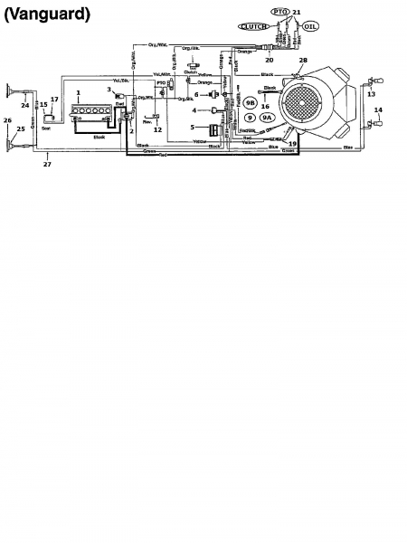 Ersatzteile Raiffeisen Rasentraktoren 114 N HYDRO Typ: 134S691G628  (1994) Schaltplan Vanguard