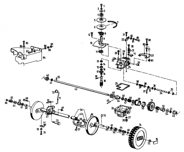 Ersatzteile Gutbrod Motormäher mit Antrieb MH 454 RV Typ: 04024.04  (1995) Getriebe, Räder