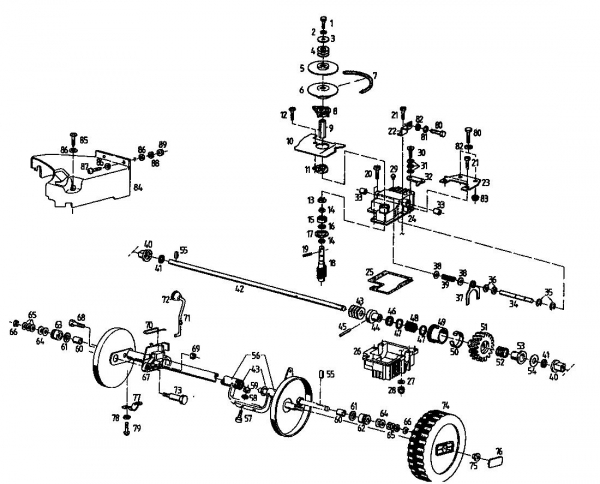 Ersatzteile Gutbrod Motormäher mit Antrieb MH 454 RVOM Typ: 04024.05  (1995) Getriebe, Räder