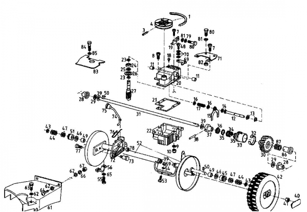 Ersatzteile Gutbrod Motormäher mit Antrieb MH 454 RB Typ: 04024.02  (1995) Getriebe, Räder