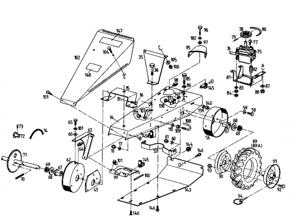 Ersatzteile Gutbrod Balkenmäher BM 700 Typ: 07510.04  (1995) Getriebe, Räder