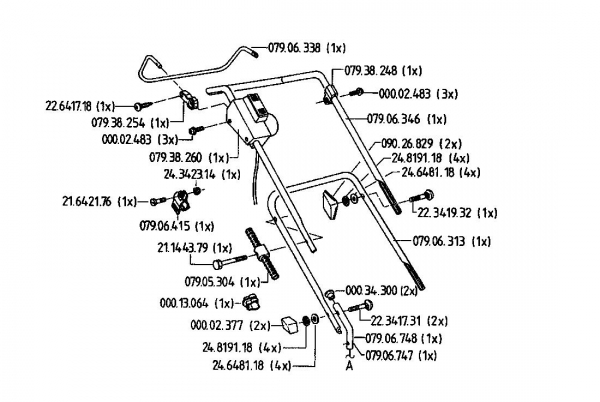Ersatzteile Golf Elektromäher 240 HE Typ: 02822.03  (1995) Holm