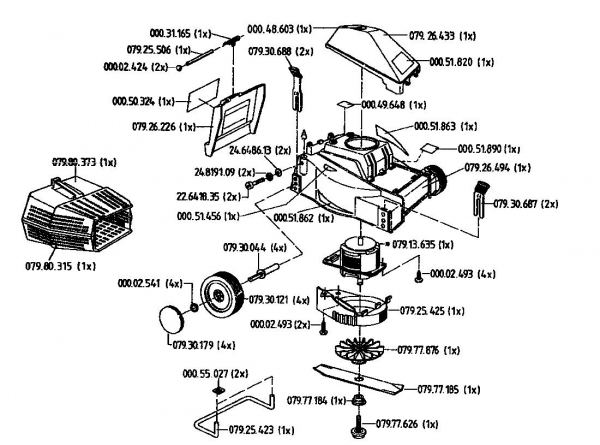 Ersatzteile Floraself Elektromäher 932 E Typ: 02823.08  (1995) Grundgerät