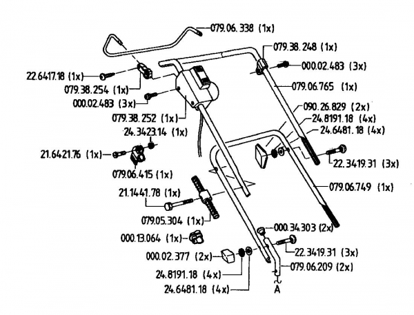 Ersatzteile Euro Tool Elektromäher 320 Typ: 04043.01  (1995) Holm