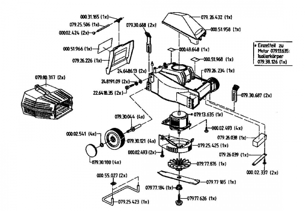Ersatzteile Euro Tool Elektromäher 320 Typ: 04043.01  (1995) Grundgerät