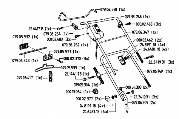 Ersatzteile Gutbrod Elektromäher HE 32-1000 Typ: 04027.03  (1995) Holm