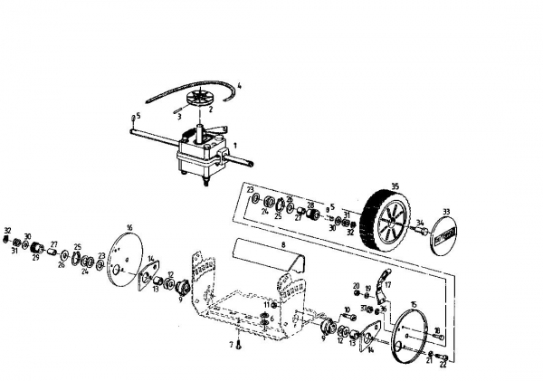 Ersatzteile Gutbrod Motormäher mit Antrieb Eco BRF Typ: 04033.05  (1995) Getriebe, Höhenverstellung, Räder
