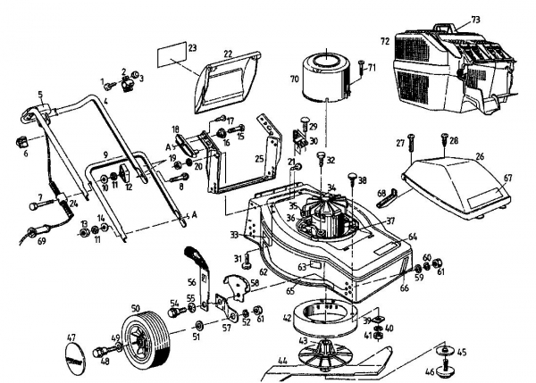 Ersatzteile Rasant Elektromäher 45 EM Typ: 04041.01  (1995) Grundgerät