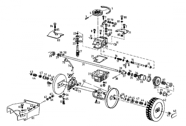 Ersatzteile Gutbrod Motormäher mit Antrieb MH 454 RB Typ: 04024.02  (1996) Getriebe, Räder