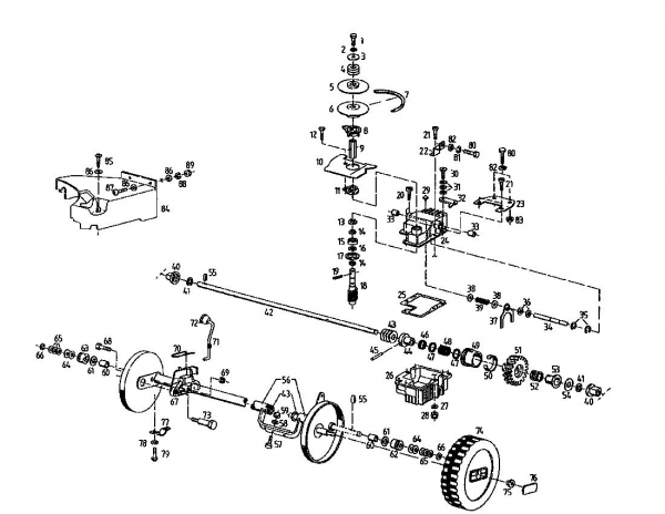 Ersatzteile Gutbrod Motormäher mit Antrieb MH 454 RV Typ: 04024.04  (1996) Getriebe, Räder