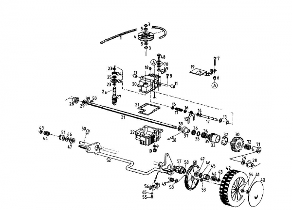 Ersatzteile Gutbrod Motormäher mit Antrieb MH 544 R Typ: 04031.04  (1996) Getriebe, Räder