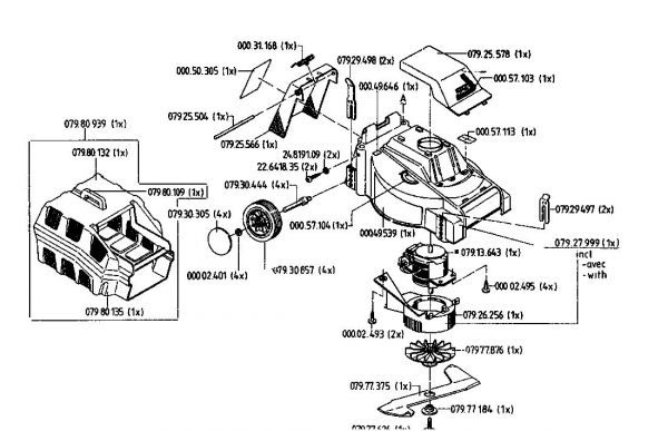 Ersatzteile Golf Elektromäher 240 HE Typ: 02822.09  (1996) Grundgerät