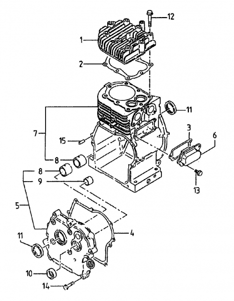 Ersatzteile Gutbrod Motorhacken MB 62-52 K Typ: 07518.03  (1996) Kurbelgehäuse, Zylinder