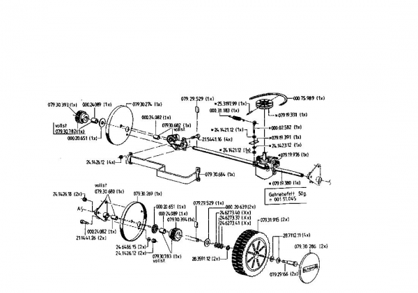 Ersatzteile Gutbrod Motormäher mit Antrieb HB 48 R Typ: 02815.06  (1996) Getriebe, Räder