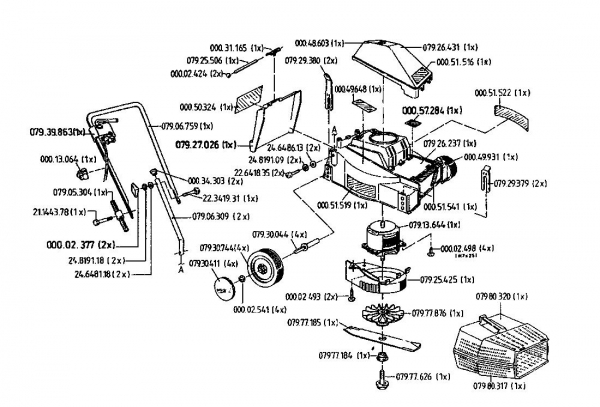 Ersatzteile Rasant Elektromäher 32 EM Typ: 04039.03  (1996) Grundgerät