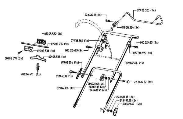 Ersatzteile Gutbrod Elektromäher HE 48 L Typ: 02817.05  (1996) Holm