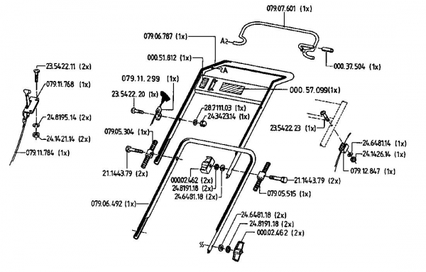 Ersatzteile Gutbrod Motormäher HB 42 L Typ: 04028.02  (1996) Holm