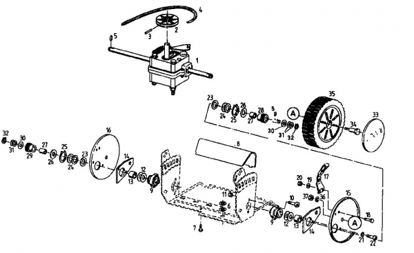 Ersatzteile Gutbrod Motormäher mit Antrieb Eco BR 5 Typ: 04033.09  (1996) Getriebe, Höhenverstellung, Räder