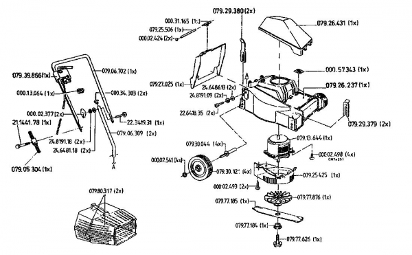 Ersatzteile Esa Elektromäher 900 Typ: 04043.07  (1996) Grundgerät