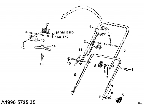 Ersatzteile MTD Elektro Rasenmäher ohne Antrieb E 40 Typ: 04030.04  (1996) Holm 