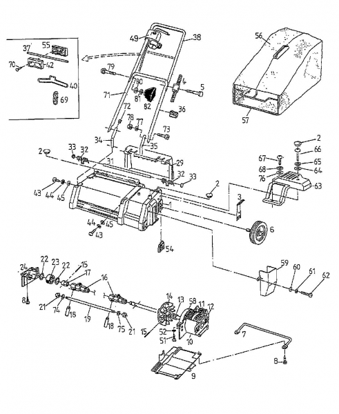 Ersatzteile Gutbrod Elektrovertikutierer VE 33 Typ: 04053.05  (1997) Grundgerät