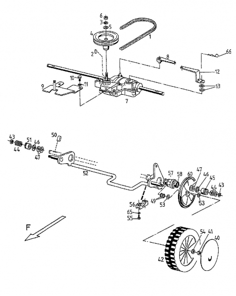Ersatzteile Gutbrod Motormäher mit Antrieb MH 544 R 3 Typ: 04031.08  (1997) Getriebe, Räder