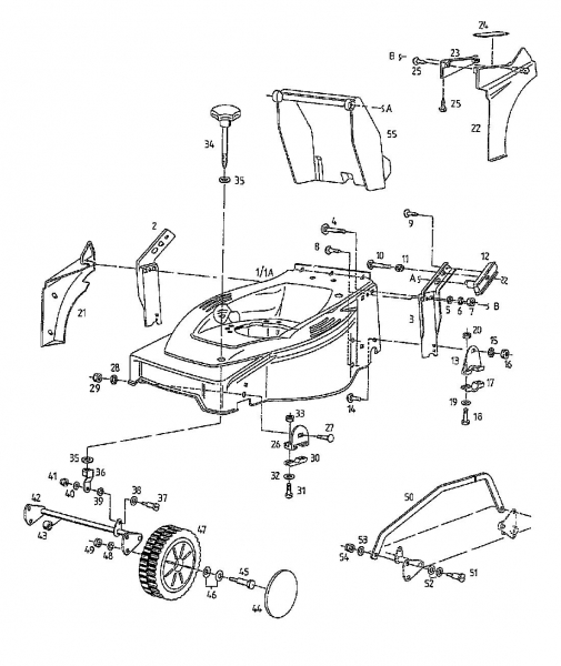 Ersatzteile Gutbrod Motormäher mit Antrieb HB 48 RL Typ: 02815.04  (1997) Grundgerät