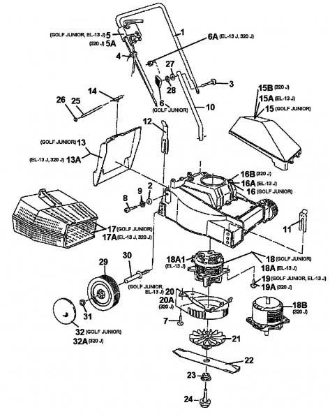 Ersatzteile Golf Elektromäher Junior Typ: 04065.01  (1997) Grundgerät