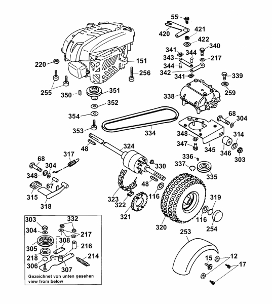 Ersatzteile WOLF-Garten Scooter SV 4 Typ: 6155000 Serie D  (2003) Differential, Fahrantrieb, Motor 