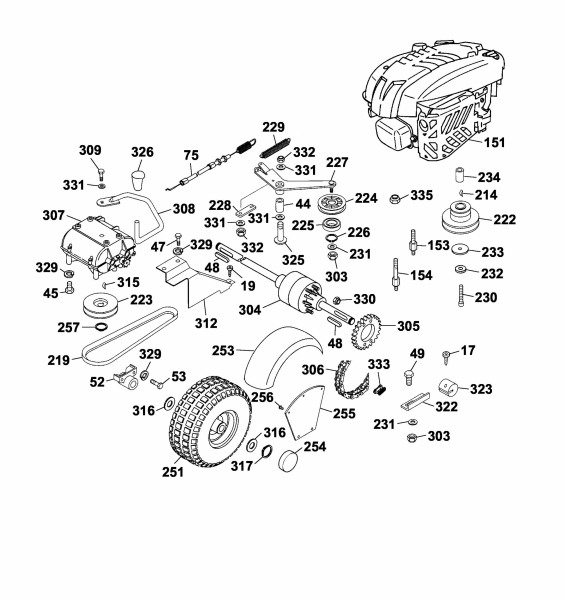 Ersatzteile WOLF-Garten  Cart OHV 2 Typ: 6195000 Serie A  (2004) Differential, Fahrantrieb, Motor 