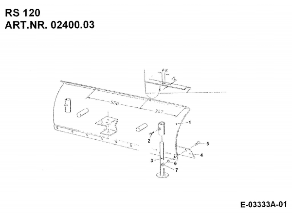 Ersatzteile Zubehör Einachser Räumschild RS 120 für 550-750 Typ: 02400.03  (1992) Grundgerät