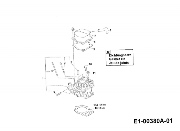 Cub Cadet Ersatzteile Einachser TWT 650 D 00026.09  (1993) Motordichtsatz, Zylinderkopf