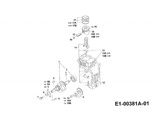 Cub Cadet Ersatzteile Einachser TWT 650 D 00026.09  (1993) Kolben, Kurbelwelle, Pleuel