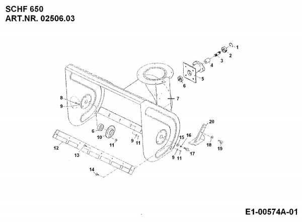 Ersatzteile Zubehör Einachser Schneefräse SCHF 650 für 550-750 Typ: 02506.03  (1995) Fräsgehäuse