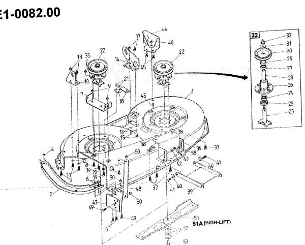Ersatzteile Gutbrod Rasentraktoren 1114 AWS Typ: 00097.01  (1992) Mähwerk 110cm