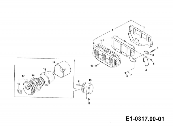 Ersatzteile Gutbrod Einachser G 750 Typ: 00026.03  (1990) Auspuff, Luftfilter