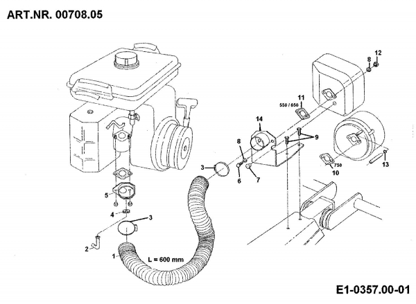 Ersatzteile Zubehör Einachser Schnorchelfilter SF für 550-750 Typ: 00708.05  (1993) Grundgerät