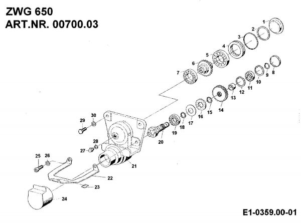 Ersatzteile Zubehör Einachser Zwischengetriebe ZWG 650 für BF 650 N Typ: 00700.03  (1994) Grundgerät