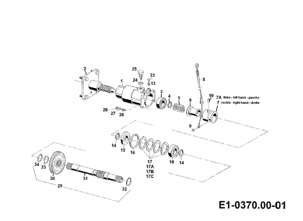 Ersatzteile Gutbrod Einachser G 650 D Typ: 00026.04  (1993) Achstrichter, Halbachsen