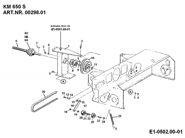Ersatzteile Zubehör Einachser Frontkehrmaschine KM 650 S für 550-750 Typ: 00298.01  (1994) Gleichlaufgelenk