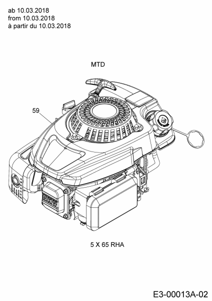 Cub Cadet Ersatzteile Motormäher mit Antrieb XM1 DR46 12A-YAKC603  (2018) Motor MTD ab 10.03.2018