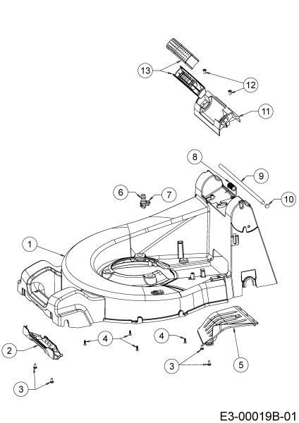 Cub Cadet Ersatzteile Motormäher mit Antrieb XM3 ER53 12AQZBK2603 (2019) Leitstück hinten, Mähwerksgehäuse, Stange für Heckklappe, Seitenverkleidungen
