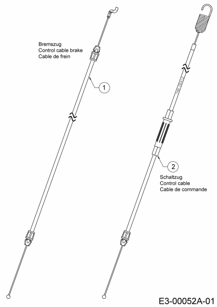 Ersatzteile WOLF-Garten Benzin Rasenmäher mit Antrieb Expert 46 B S Typ: 12A-YA5L650  (2018) Bremszug, Schaltzug 