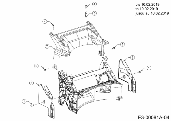 Cub Cadet Ersatzteile Motormäher mit Antrieb LM2 DR53 12D-PRKC603 (2019) Abdeckung hinten, Holmbraketten (1)