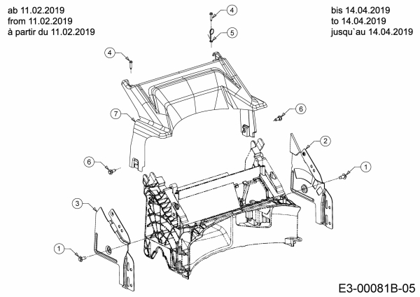 Cub Cadet Ersatzteile Motormäher mit Antrieb LM3 ER53s 12BBPV7D603 (2019) Abdeckung hinten, Holmbraketten (5)