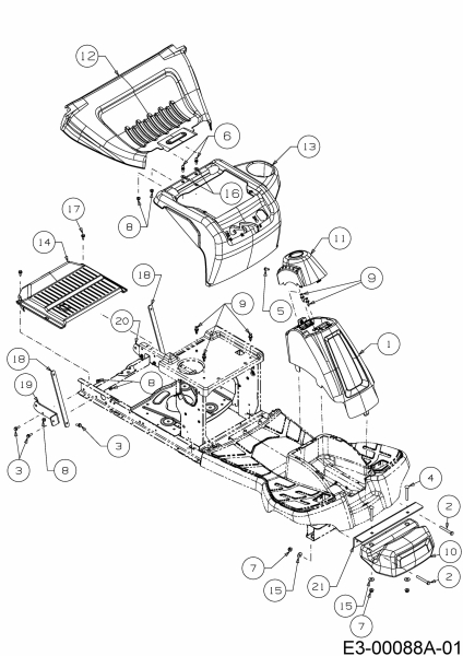 Ersatzteile WOLF-Garten Rasentraktor Scooter M / RDE 60 M Typ: 13B326SC650M  (2018) Frontgewicht, Verkleidungen 