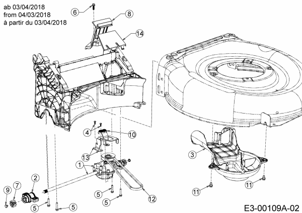 Ersatzteile MTD Benzin Rasenmäher mit Antrieb Smart 46 SPBS Typ: 12B-TY5B600  (2018) Getriebe, Keilriemen ab 03/04/2018 