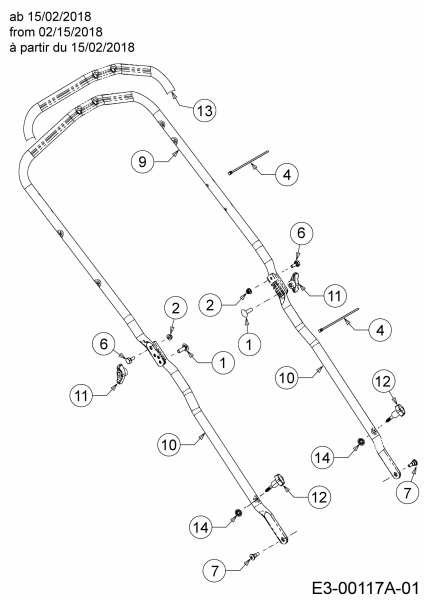 Ersatzteile Mr.Gardener Motormäher mit Antrieb HW 46 BA-IS Typ: 12A-TNB9629  (2018) Holm ab 15/02/2018