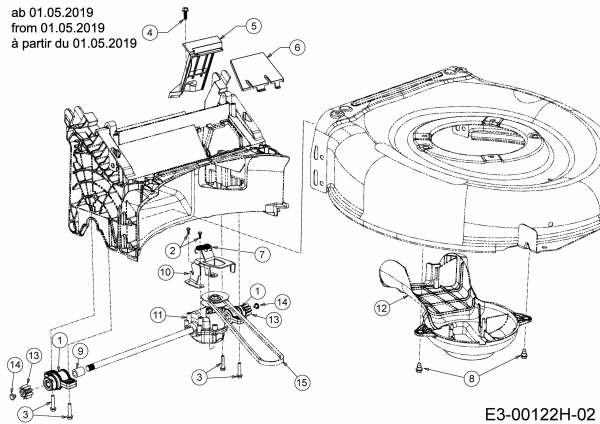 Ersatzteile MTD Benzin Rasenmäher mit Antrieb SP 46 B Typ: 12B-TABG600 (2019) Getriebe, Keilriemen ab 01.05.2019 