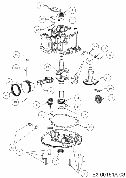 Ersatzteile MTD-Motoren Vertikal 1T65NUA Typ: 752Z1T65NUA  (2017) Reglerhebel, Shortblock, Zylinderkopfdeckel